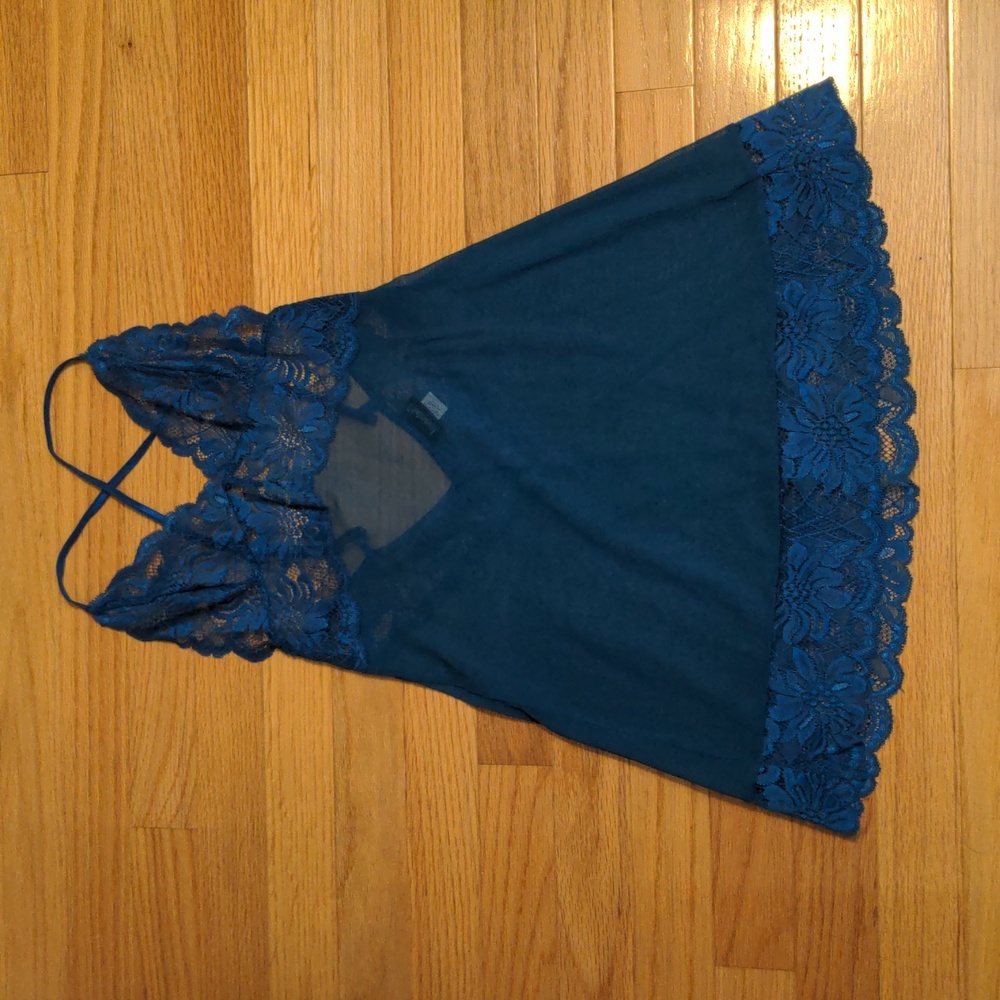 Beautiful blue lace chemise camisole